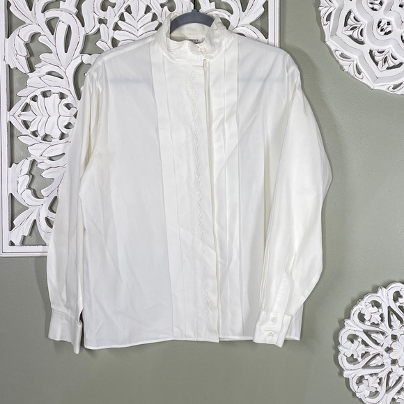 Vintage Izod Classics Cotton Blend Button Down White 12 - Picture 1 of 9